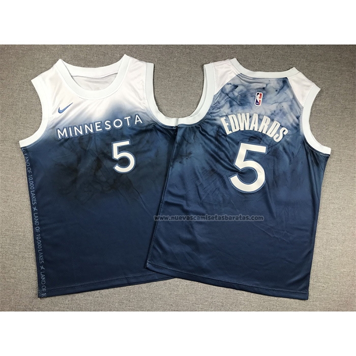 Camiseta Nino Minnesota Timberwolves Anthony Edwards NO 5 Ciudad 2023-24 Azul